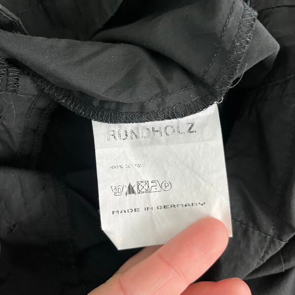 Rundholz Black Label Black Wide Leg Cotton Buttonfly Trouser Pants, Size Small - Picture 13 of 14